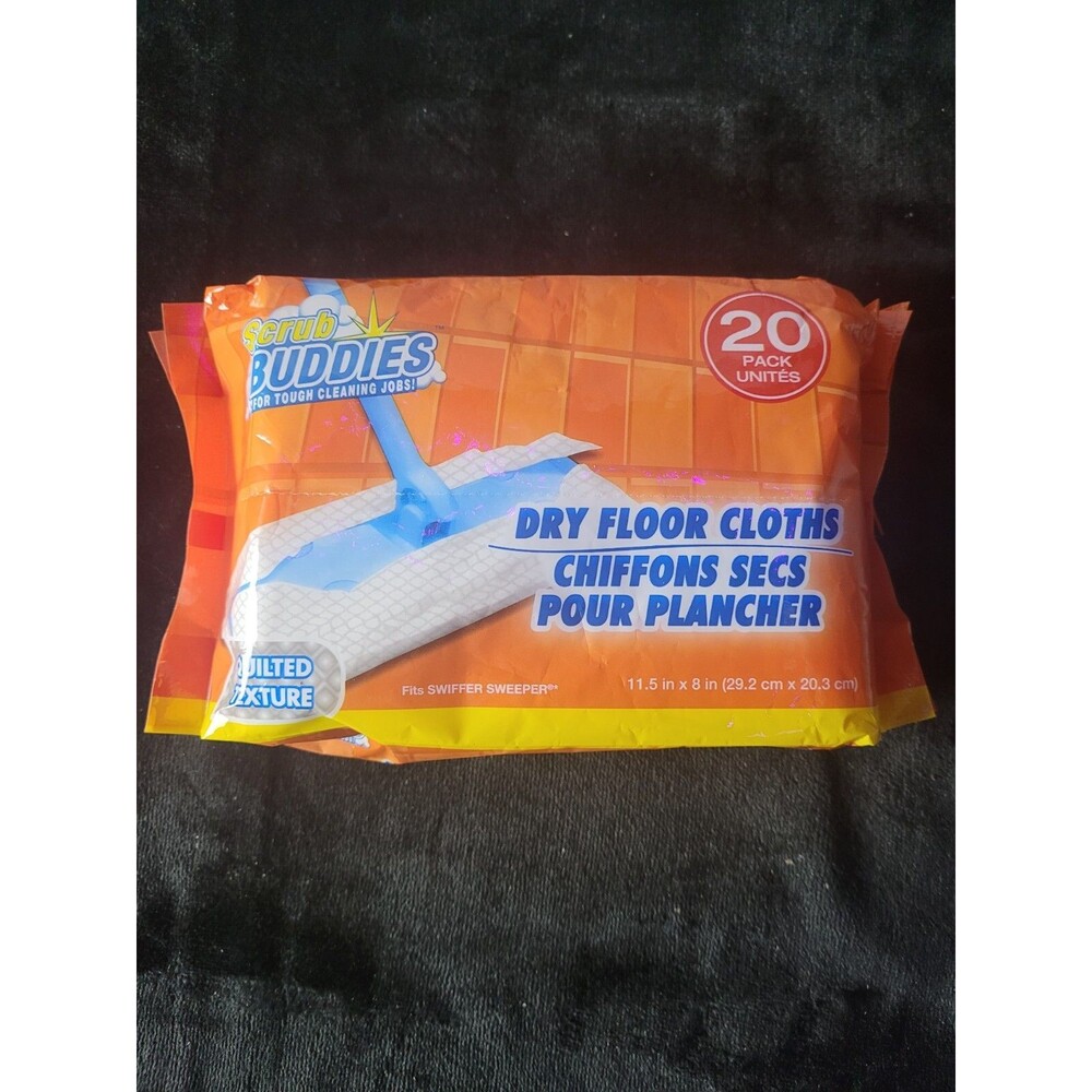 20 Pk Scrub Buddies Dry Floor Refill Cloths Will Fit Swiffer Sweeper 11.5 X 8in
